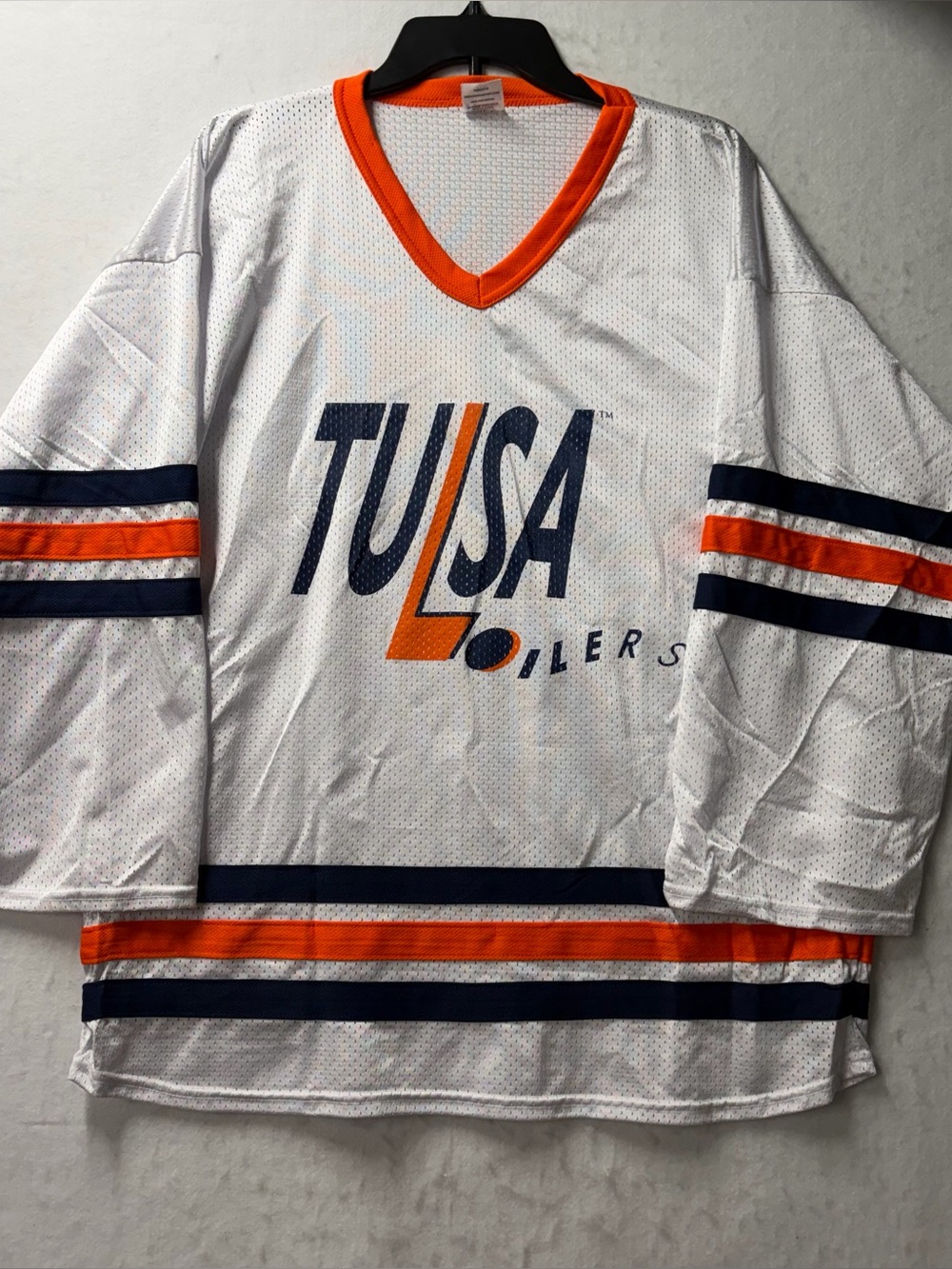 Vintage Tulsa Oilers Hockey Jersey Mens Size XL White Mesh USA Made Rare
